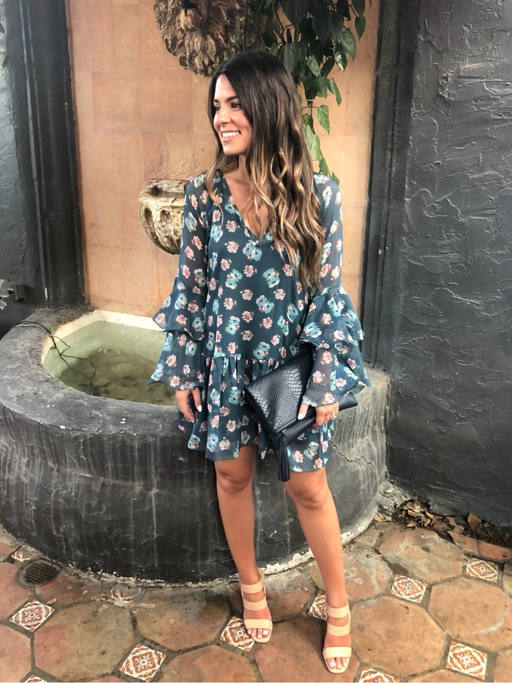 Billabong Stevie Sunday Blue Floral Print Dress